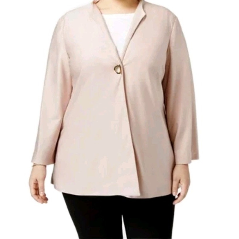JM Collection Womens Jacket Plus Size 1X Pink Blush Blazer Soft Modern Top